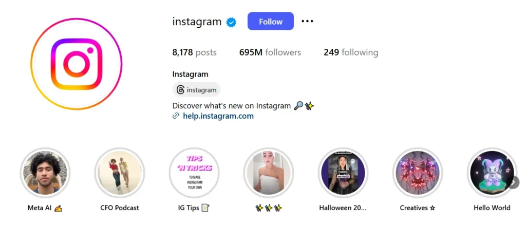 Instagram profile screenshot